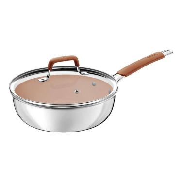 Imagem de Frigideira Funda Tampa Tramontina Romagna Aço Inox Alumínio Cerâmico Marfim 24 Cm 3,1 L...