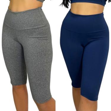Imagem de Kit 2 Bermudas de Academia Feminina Suplex Fitness Cintura Alta Ciclis