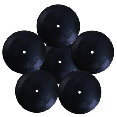 Imagem de MINI ZOZI Discos de vinil em branco preto de 30,5 cm falsos 6 peças decoração de casa de sala de estar sala de estar estúdio de música hip hop decorativo