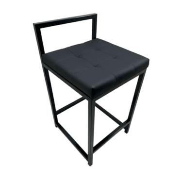 Imagem de Banqueta Baixa 53cm Banco Reforçado Almofadado Macio Estofado Balcão Cozinha Bancada(Preto)