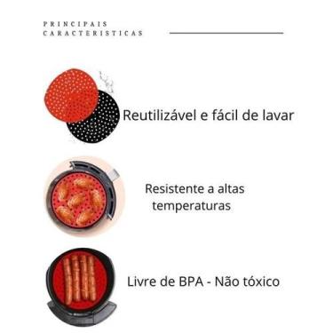 Imagem de Forro Tapete em Silicone Para Air Fryer 19cm Fritadeira Elétrica QUADR