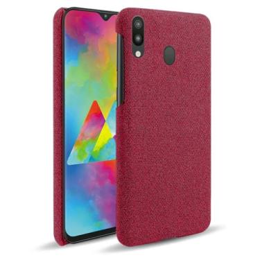 Imagem de Capa para Samsung Galaxy M20,Capa desenhada em lona,Case Protetora Ultrafina com Empunhadura Macia,Design em Tecido Antichoque e Antiarranhões-Red