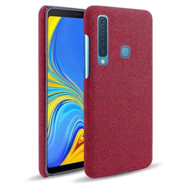 Imagem de Capa para Samsung Galaxy A9 2018,Capa desenhada em lona,Case Protetora Ultrafina com Empunhadura Macia,Design em Tecido Antichoque e Antiarranhões-Red