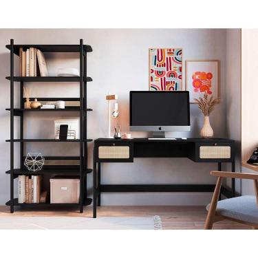 Imagem de Conjunto de Escrivaninha com Estante Oslo Preto e Nero