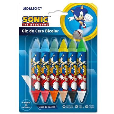 Imagem de Giz de cera big bicolor sonic   caixa c/ 6 und e 12 cores leo e leo   