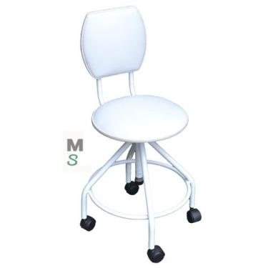 Imagem de Mocho Giratória Com Encosto e Rodízios Esmaltado - SaúdeMóveis, BR - B