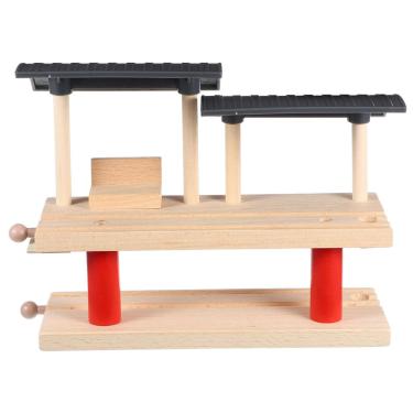 Imagem de Brinquedo de plataforma de trem de madeira Toyvian de dois andares