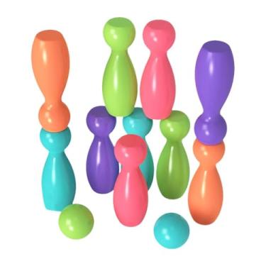 Imagem de Amagogo Crianças boliche definido brinquedos interativos mini esportes infantis esportes externos para festas de presente de aniversário para gramado, 10 Pinos