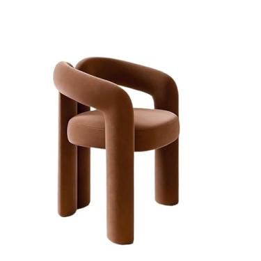 Imagem de XINCHANG Cadeira de maquiagem elegante com amortecimento de pelúcia e moldura estável - perfeita para penteadeira, sala de jantar e áreas de estar (marrom)