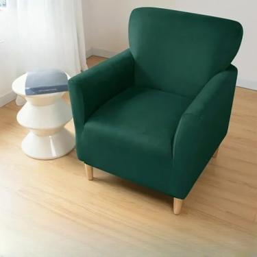 Imagem de Capa de veludo para poltrona, 1 peça, super macia, elástica, para poltronas de clube, cor sólida, capa para sofá individual, para banquetes, hotéis, casa, capa para sofá de clube A14, 1 peça