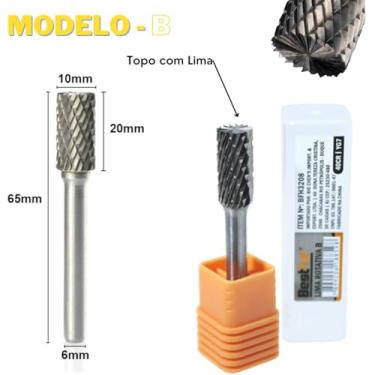 Imagem de Lima Rotativa 6mm Tungstênio Fresa Metal Duro (Cilindrica)