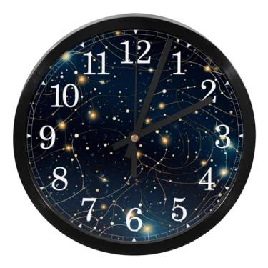 Imagem de LILINWAN Relógio de parede redondo com constelação de gêmeos, operado por bateria, silencioso, movimento de varredura sem tique-taque, capa de vidro para cozinha, quarto, escritório em casa, decoração