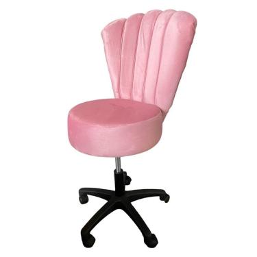 Imagem de Cadeira Mocho Pétala Veludo Rosa Chiclete - In9 Decor