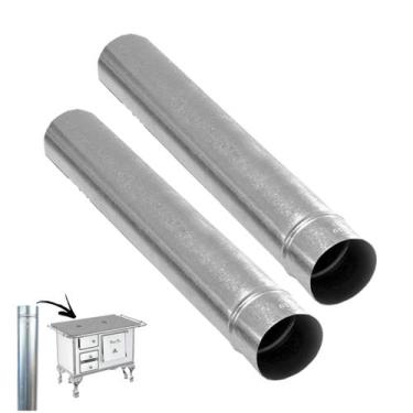 Imagem de Kit 2 Canos Para Chaminé Fogão a Lenha Galvanizado 50cm 110mm - Hedlun