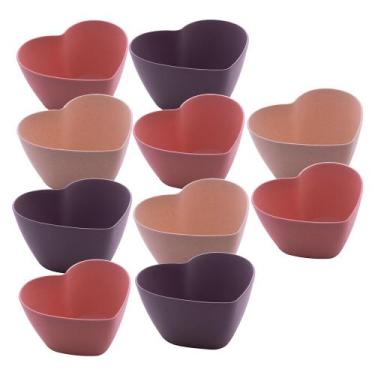 Imagem de Jogo 10 Bowl de Coração Tigela Fibra de Bambu e PP Lines Coloridos 14x
