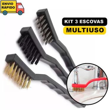Imagem de Escova De Aço Para Limpar Grelha De Churrasco Limpeza Pesada Conjunto 