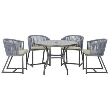 Imagem de Mesa com 4 Cadeiras de Jantar Roma 100cm e Noronha em Aluminío
