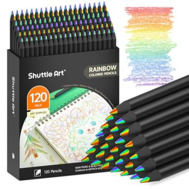 Imagem de Shuttle Art Pacote com 120 lápis de arco-íris em massa, 7 cores em 1 lápis de cor arco-íris, pré-afiados, resistentes à quebra para crianças e adultos, colorir, desenhar, esboçar, rabiscar, presentes