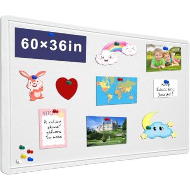 Imagem de Quadro de avisos grande – Quadro decorativo de feltro de 152 x 91 cm – Quadro de cortiça alternativo para parede de 1,5 m x 7,5 m – quadro fotográfico dobrável, quadro de visão autoadesivo, quadro de