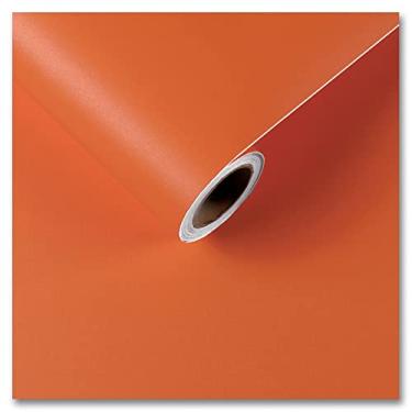 Imagem de CRE8TIVE Papel de parede laranja Stick and Peel Orange Contact Paper autoadesivo à prova d'água removível vinil revestimento de parede cor sólida adesivo no papel de parede para quarto sala de estar bancadas armário 12"x354"