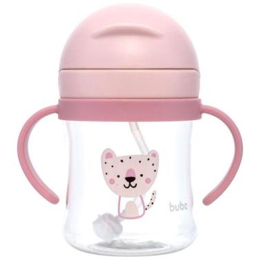 Imagem de Copo BUBA com Válvula Anticólica e Tampa Retrátil - Oncinha Rosa 250ml