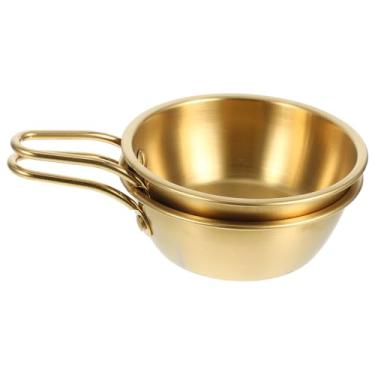 Imagem de ULTECHNOVO Pacote com 2 tigelas Makgeolli, tigelas tradicionais coreanas de aço inoxidável 304, tigela de vinho de arroz com alça, prato de sopa para caminhadas, copo de acampamento