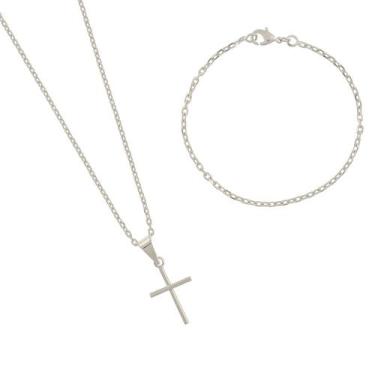 Imagem de pulseira 15cm +corrente 45cm infantil masculino +pingente para meninos