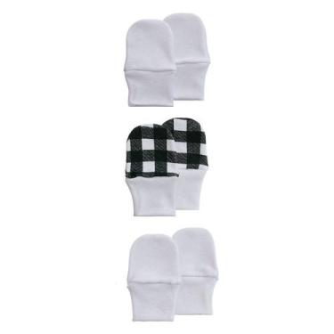 Imagem de Kit de Luvas 03 Pares Recém Nascido Malha Baby Joy, Xadrez