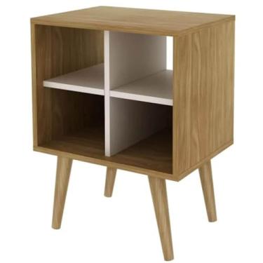 Imagem de Mesa de Apoio Lateral 04 Nichos E1720 Natural Off White Tecno Mobili