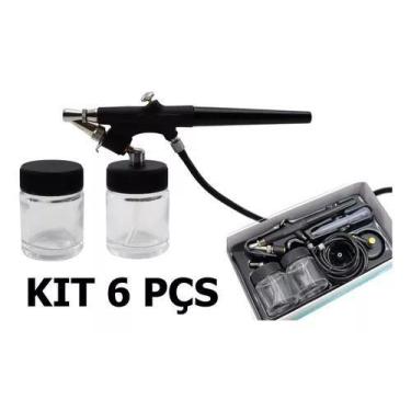 Imagem de Kit aerografo de sucção ação simples bico 0,8mm 22ml com5 pcs - URBAN