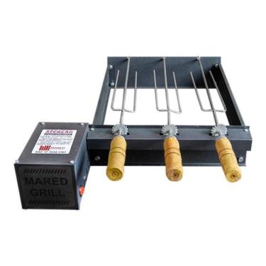Imagem de Churrasqueira Rebaixada Preta Grill 3 Espetos Esquerdo