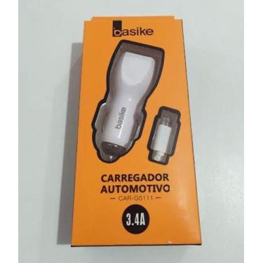 Imagem de Carregador Automotivo Original Basike 2 Saídas USB 3.4A com cabo inclu