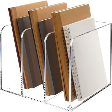 Imagem de Suporte de revista, porta-revistas de acrílico transparente, organizador de arquivos para mesa de escritório, organizador de livros, uma peça - 3 espaços verticais, 1 pacote (B5)..