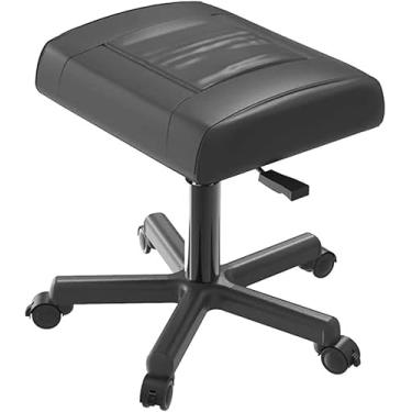 Imagem de Apoios Para Os Pés De Escritório Com Rodas, Gamig Cadeira Banquinho Para Os Pés De Couro Pu Descanso Para As Pernas Ajustável Em Altura Da Mesa, Apoio Para Os Pés Do Computado, White
