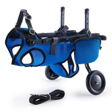 Imagem de Cadeira de rodas ajustável para cães para as pernas traseiras, auxílio para mobilidade de caminhada para membros traseiros de animais de estimação pequenos (azul)