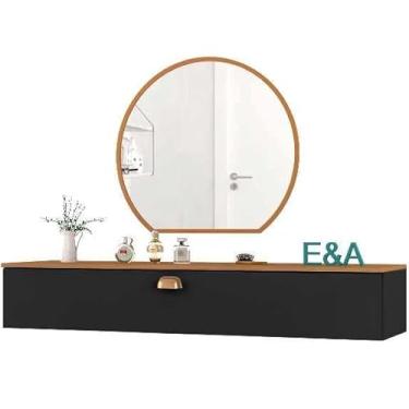 Imagem de Penteadeira com Gaveta 100cm – Console Camarim para Quarto(PRETO/NATURE)