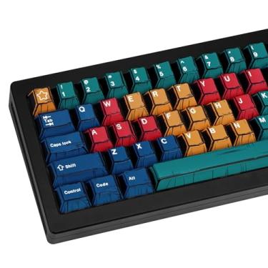 Imagem de TIMSEKER Conjunto de teclas de manga PBT, 150 teclas coloridas personalizadas, Cherry Profile Dye Sub teclas para 60% 65% 75% 100% teclado mecânico, compatível com Cherry MX e interruptores cruzados