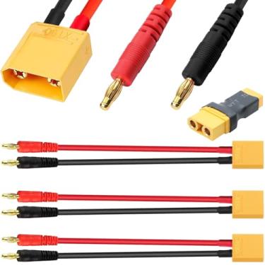 Imagem de DKARDU 3 cabos de plugue banana XT90 para 4 mm 12AWG XT90 macho para banana 4.0 RC conector adaptador de carregamento de bateria, para helicóptero RC FPV quadricóptero