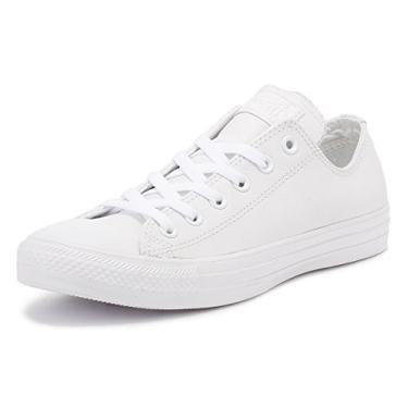 Imagem de Converse Tênis unissex adulto Chuck Taylor All Star de couro cano baixo, Branco monocromático, 11.5 Women/9.5 Men
