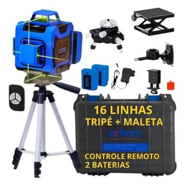 Imagem de Nível Laser 16 Linhas Profissional, Com Tripé, Maleta, Controle Remoto, 2 Baterias