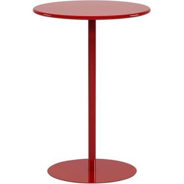 Imagem de Mesa Lateral De Metal, Mesa De Café Redonda, Mesas De Acento Modernas Para Varanda Quarto Café Cozinha E Sala De Estar, L, 48x72cm(18.9x28.3in)