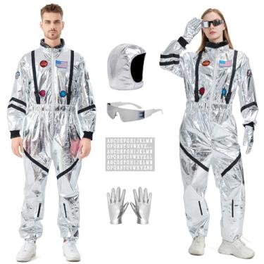 Imagem de Drachompa Fantasia de astronauta adulto prata traje espacial masculino feminino Halloween fantasia de astronauta prata roupa de astronauta, Prata, XXG