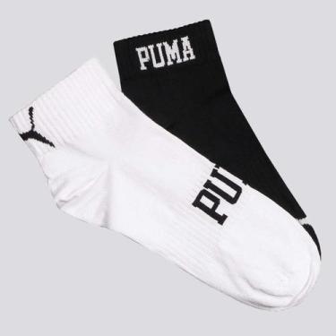 Imagem de Kit Meia Puma Cano Baixo 2 Pares Preta e Branca, 39-43