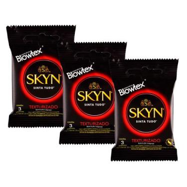Imagem de Kit 3 Preservativo Blowtex Skyn Texturizado 3 Unidades