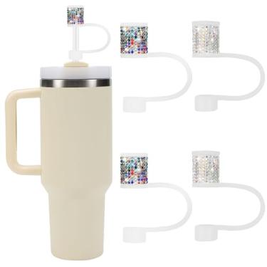 Imagem de Conjunto de acessórios Stanley Cup, 4 peças, capa de canudo de diamante brilhante, tampa de canudos para Stanley 30 e 1,134 g com copos, acessórios de tampa de 1 cm para copos, cobertura de palha para