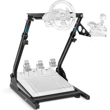 Imagem de Abacafly Suporte Volante, Cockpit G25/G27/G29/G920/T300RS/T300GT/T500RS/TGT/T150/TS-PC/CSL/CSR/CSW, Simulador de Carro, Suporte de Volante com Vários Ajustes de ângulo e Armazenamento Dobrável, base Para Volante Logitech