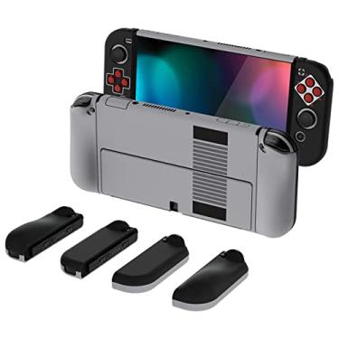 Imagem de PlayVital AlterGrips Protective Slim Case for Nintendo Switch OLED, Ergonomic Grip Cover for Joycon, Dockable Hard Shell for Switch OLED w/Thumb Grip Caps & Button Caps - Classics NES Style