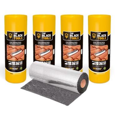 Imagem de Kit 4 Manta Asfáltica Aluminizada Telhado Adesiva 45cm X 10m - Dryko