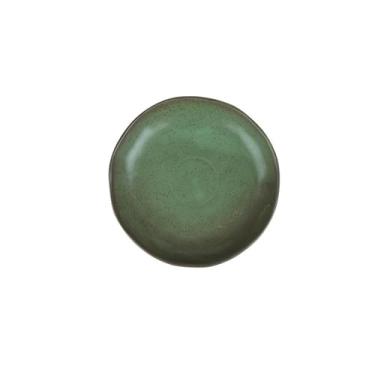 Imagem de Pratos de cerâmica retrô simples e requintados para uso doméstico podem ser pratos de salada redondos de micro-ondas - prato redondo de 23 cm - vermelho verde.