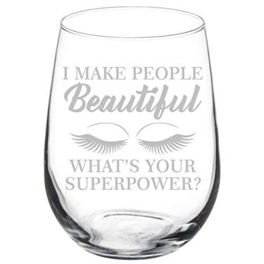 Imagem de Taça de vinho Cálice Funny Lash Makeup Artist Estetician I Make People Beautiful What's Your Superpower (500 ml sem haste)